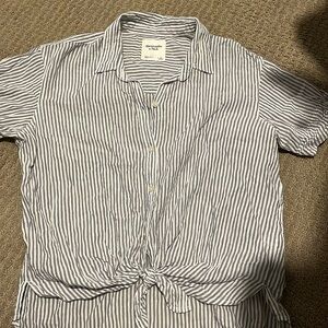 Blue and white striped short sleeve